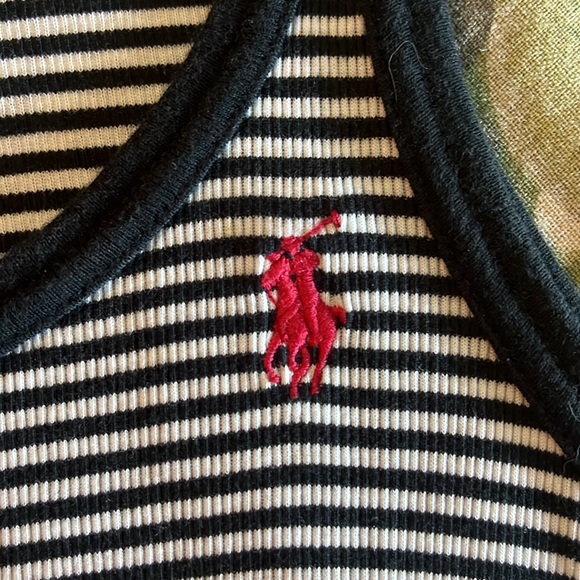 RALPH LAUREN Size Medium Tanktop Dress 100% Pima Cotton Thin Stripe Preppy Chic - Picture 3 of 16